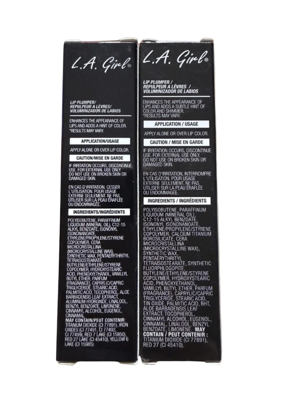 Set of 2 LA Girl Lip Plumper Mood Gloss - Holographic & Black Cherries